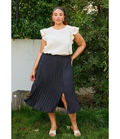 Skies Are Blue Plus Size Pleated Midi Skirt