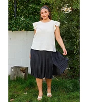 Skies Are Blue Plus Size Pleated Midi Skirt
