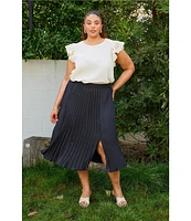 Skies Are Blue Plus Size Pleated Midi Skirt