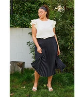 Skies Are Blue Plus Size Pleated Midi Skirt