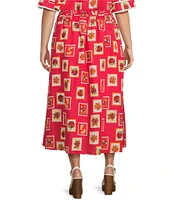 Skies Are Blue Plus Size Postcard Coordinating Midi Skirt
