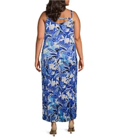 Skies Are Blue Plus Size Printed Pleated Maxi Dress