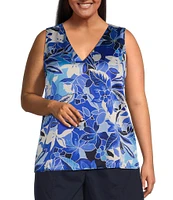 Skies Are Blue Plus Size Printed Sleeveless Woven Top
