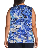 Skies Are Blue Plus Size Printed Sleeveless Woven Top