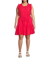 Skies Are Blue Plus Size Ruffle Ladder Lace Baby Doll Mini Dress