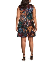 Skies Are Blue Plus Size Sequin-Embellished Floral Shift Dress