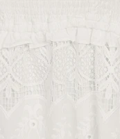 Skies Are Blue Plus Size Smocked Top Broderie Anglaise Midi Dress