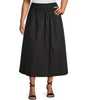 Skies Are Blue Plus Size Smocked Waist Midi Skirt