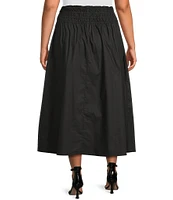 Skies Are Blue Plus Size Smocked Waist Midi Skirt