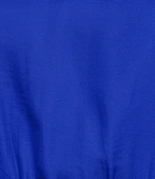 Skies Are Blue Plus Solid Woven Long Ruffle Sleeve Front Tie Tiered Dress
