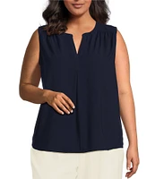 Skies Are Blue Plus Size Split Neck Sleeveless Blouse