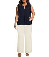Skies Are Blue Plus Size Split Neck Sleeveless Blouse