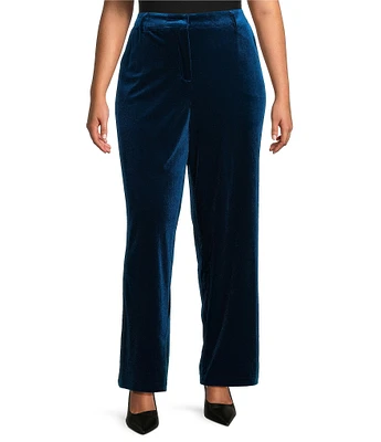 Skies Are Blue Plus Size Coordinating Velvet Straight Leg Pocket Pants