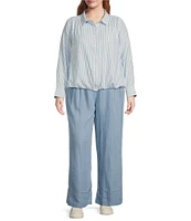 Skies Are Blue Plus Striped Bubble Hem Long Sleeve Shirt