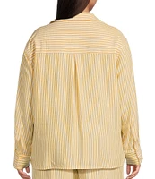 Skies Are Blue Plus Striped Long Sleeve Button Front Woven Coordinating Blouse