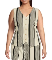 Skies Are Blue Plus Variegated Stripe Sleeveless Knit Coordinating Vest