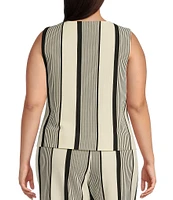 Skies Are Blue Plus Variegated Stripe Sleeveless Knit Coordinating Vest