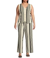 Skies Are Blue Plus Variegated Stripe Sleeveless Knit Coordinating Vest