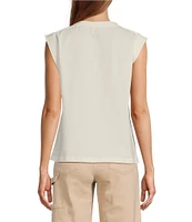 Skies Are Blue Printed Crew Neck Sleeveless Tee