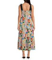 Skies Are Blue Printed Square Neck Sleeveless Tiered Maxi Dress