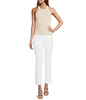 Skies Are Blue Rib Knit High Neck Sleeveless Halter Tank