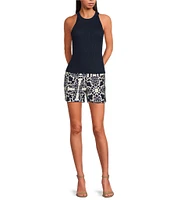 Skies Are Blue Rib Knit High Neck Sleeveless Halter Tank