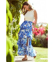 Skies Are Blue Coordinating Satin Floral Printed Tier Maxi Skirt
