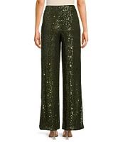 Skies Are Blue Sequin High Waist Semi-Flare Pull-On Pants