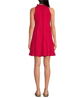 Skies Are Blue Split V-Neck Sleeveless Tiered Mini Dress
