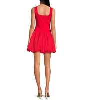 Skies Are Blue Square Neck Sleeveless Bubble Hem Drop Waist Mini Dress