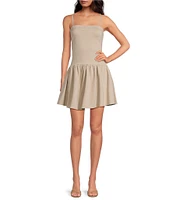 Skies Are Blue Square Neck Sleeveless Tiered Drop Waist Mini Dress