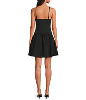 Skies Are Blue Square Neck Sleeveless Tiered Drop Waist Mini Dress