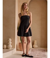 Skies Are Blue Square Neck Sleeveless Tiered Drop Waist Mini Dress