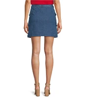 Skies Are Blue Stretch Denim Belted Cargo Mini Skirt