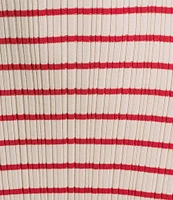 Skies Are Blue Striped Rib Knit Square Neck Sleeves Sheath Maxi Dress