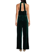 Skies Are Blue Velvet Cowl Neck Sleeveless Wide Leg Jumpsuit