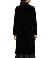 Skies Are Blue Velvet Notch Lapel Long Sleeve Duster Coat