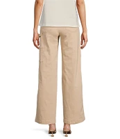 Skies Are Blue Washed Cotton Twill High Rise Carpenter Wide Leg Pants