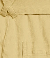 Skies Are Blue Washed Notch Collar Cuffed Short Sleeve Button Front Belted Utility Flight Suit