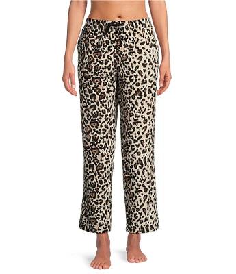 Sleep Sense Animal Print Velour Drawstring Elastic Waist Coordinating Sleep Pant