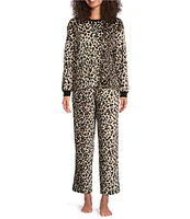 Sleep Sense Animal Print Velour Drawstring Elastic Waist Coordinating Sleep Pant