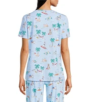 Sleep Sense Beach Dog Print Short Sleeve Scoop Neck Coordinating Sleep Top