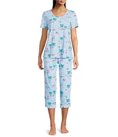 Sleep Sense Beach Dog Print Short Sleeve Scoop Neck Coordinating Sleep Top