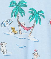 Sleep Sense Beach Dog Print Short Sleeve Scoop Neck Coordinating Sleep Top