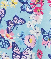 Sleep Sense Butterfly Floral Print Short Sleeve Scoop Neck Coordinating Sleep Top