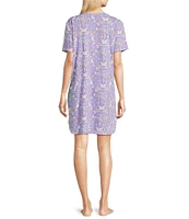 Sleep Sense Butterfly Print Short Sleeve Crew Neck Knit Nightshirt