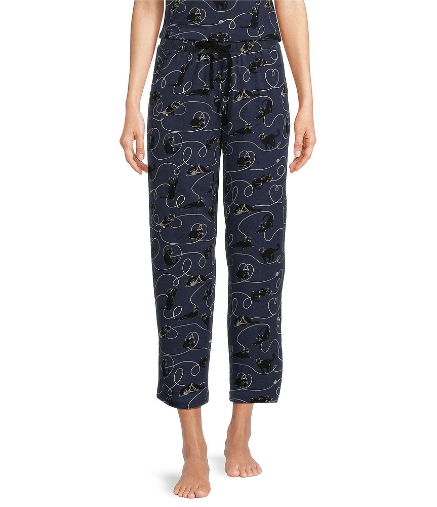 Sleep Sense Cats & Yarn Print Coordinating Capri Sleep Pants