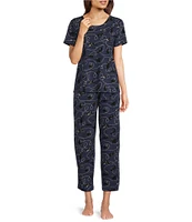 Sleep Sense Cats & Yarn Print Coordinating Capri Sleep Pants