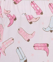 Sleep Sense Cowgirl Boot Knit Print Drawstring Tie Coordinating Sleep Capri Pants