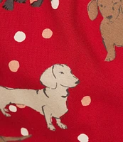 Sleep Sense Dachshund Print Flannel Drawstring Tie Holiday Sleep Pant